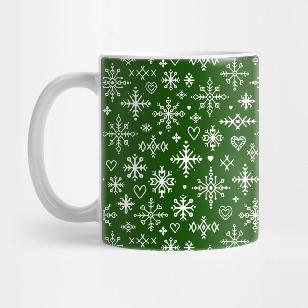 White and green scandinavian snowflakes by LaPetiteBelette